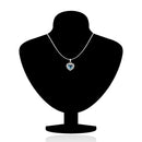 Mahi Rhodium Plated Montana Blue Titanic Heart Pendant Set Made with Swarovski Crystal for Women