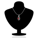 Mahi Rhodium plated Shimmering Double Ellipse Pendant Set Made with Swarovski Crystal for Women