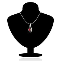 Mahi Rhodium plated Shimmering Double Ellipse Pendant Set Made with Swarovski Crystal for Women