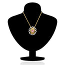 Mahi Gold plated Pink Paradise Flower Pendant Set Made with Swarovski Crystal for Women
