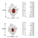 Mahi Rhodium plated Red Aster Flower Pendant Set Made with Swarovski Crystal for Women
