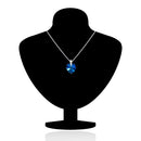 Mahi Rhodium plated Tiny Blue Heart Swarovski Crystal Love for My Valentine Pendant set