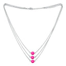 Mahi Designer Multilayered Neon Pink Swarovski Pearl Necklace Mala Made of Alloy for Girls and Women