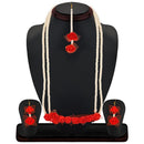 Mahi Exquisite Gotta Patti Red Floral Inspired Necklace Set With Artificial Pearl