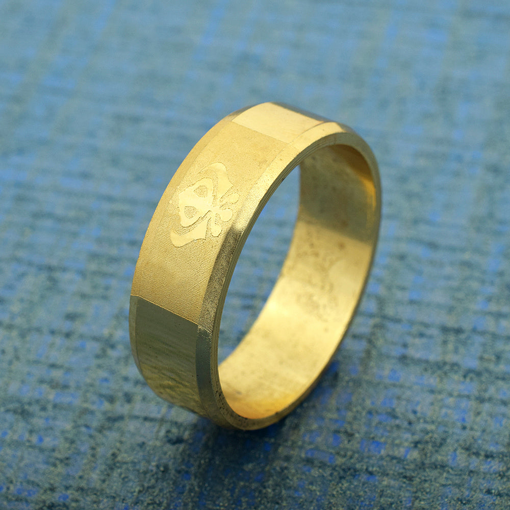 Missmister Pack Of 12 Gold Plated Khanda Engraved, Sikh Sardar Punjabi Fashion Finger Ring   - ORRM6236
