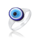 Missmister Brass Silver Plated Nazar-Battu Evil Eye Finger Ring Fashion Jewellery Men Women (Orrm6646)