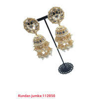 Padmawati Bangles Gold Plated Kundan And Beads Jhumki Earrings