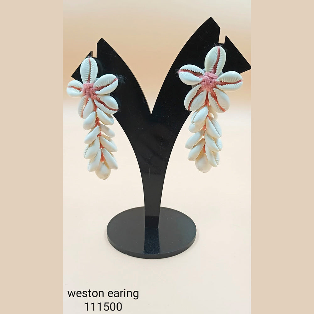Padmawati Bangles Floral Shell Thread Dangler Earrings