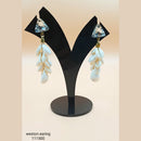 Padmawati Bangles Floral Shell & Crystal Stone Dangler Earrings
