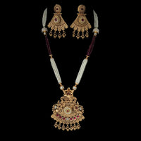 Padmawati Bangles Pota  Stone Gold Plated Long Haram Necklace Set