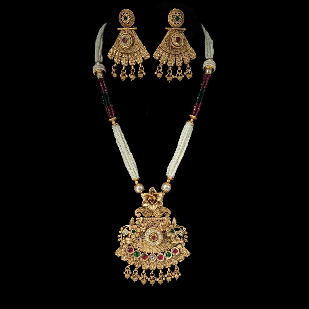 Padmawati Bangles Pota  Stone Gold Plated Long Haram Necklace Set