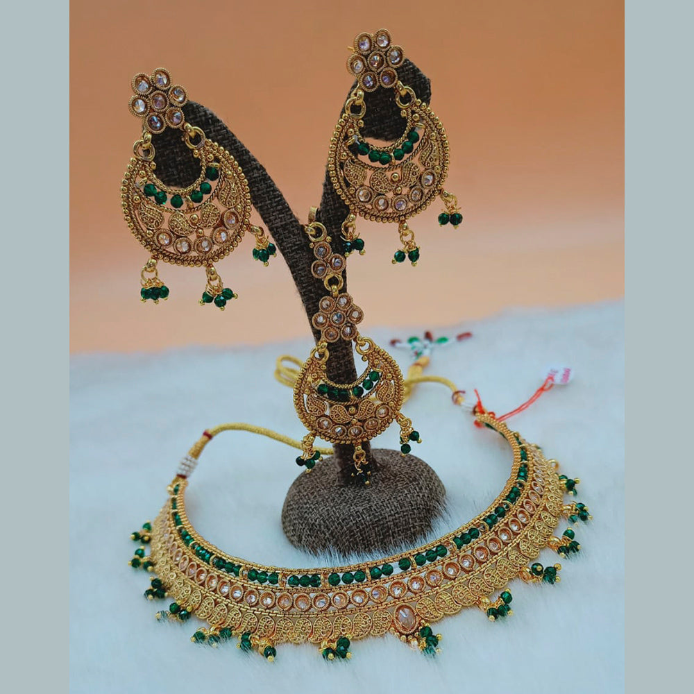 Padmawati Bangles Gold Plated Stone And Kundan Choker Necklace Set