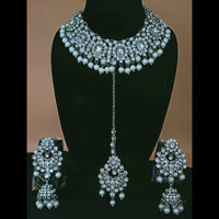 Padmawati Bangles Silver Plated Austrian Stone & Beads Choker Necklace Set