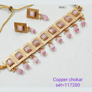 Padmawati Bangles Crystal Stone Copper Choker Necklace Set