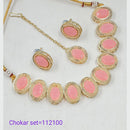 Padmawati Bangles Crystal Stone & Pearl Gold Plated Choker Necklace Set
