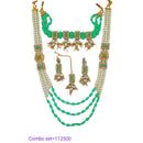 Padmawati Bangles Kundan & Austrian Stone Gold Plated Double Necklace Set
