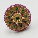 Padmawati Bangles Copper Kundan And Pearl Adjustable Single Finger Ring For Women - PBRING11