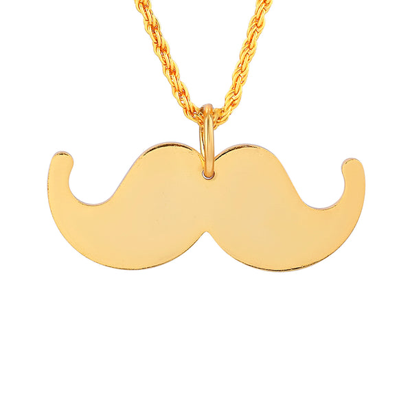 Missmister Brass Gold Plated Moustache Mooch Design Fashion Pendant Sikh Sardar Men (Pcmc4990)