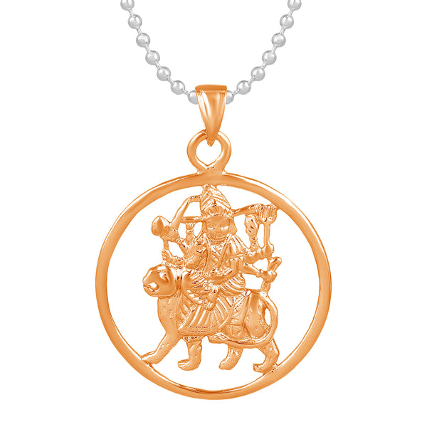 Missmister Brass Copper Plated Vaishno Sherawali Ma Durga Pendant Hindu Temple Jewellery (Pcom4469)