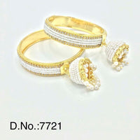Pooja Bangles Austrian Stone & Pearl Gold Plated Bangles Set  -PJBAN145