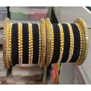 Pooja Bangles Gold Plated Kundan Stone & Thread Bangles