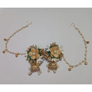 Pooja Bangles Floral Design Jhumki Earrings With Kan Chain