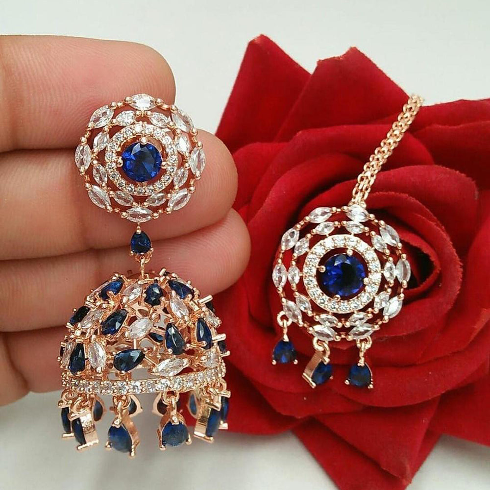 Pooja Bangles American Diamond Jhumki  Earrings With Maang Tikka