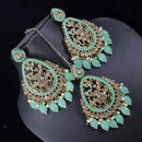 Pooja Bangles Crystal Stone & Beads Dangler Earrings With Maang Tikka