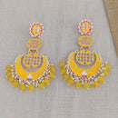Pooja Bangles Gold Plated Beads & Kundan Stone & Meenakari Dangler Earrings