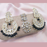 Pooja Bangles Kundan Stone & Beads Dangler Earrings With Maang Tikka