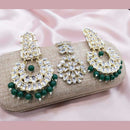 Pooja Bangles Kundan Stone & Beads Dangler Earrings With Maang Tikka