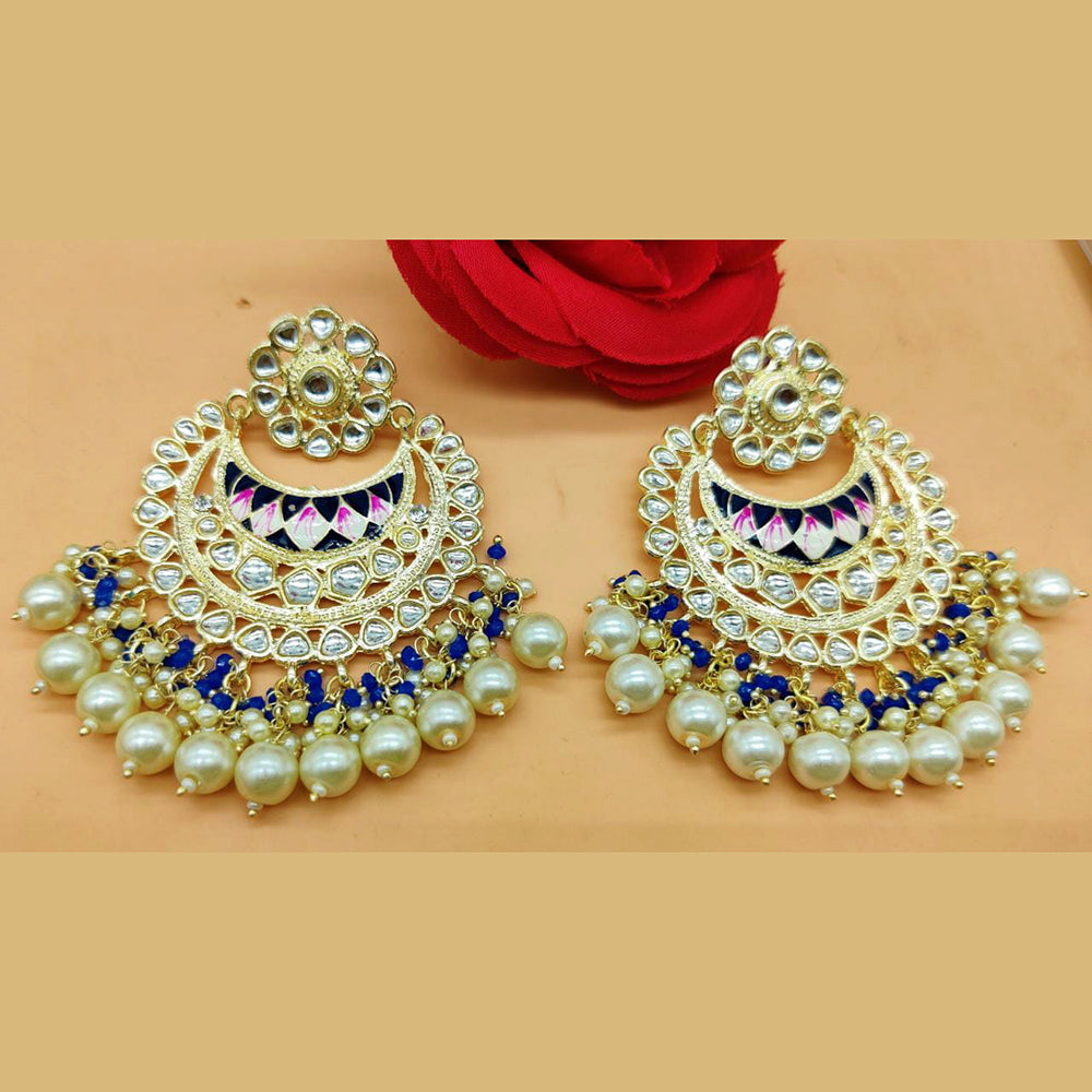 Pooja Bangles Gold Plated Kundan Stone & Meenakari Dangler Earrings