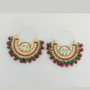 Pooja Bangles Gold Plated Kundan Stone & Meenakari Dangler Earrings