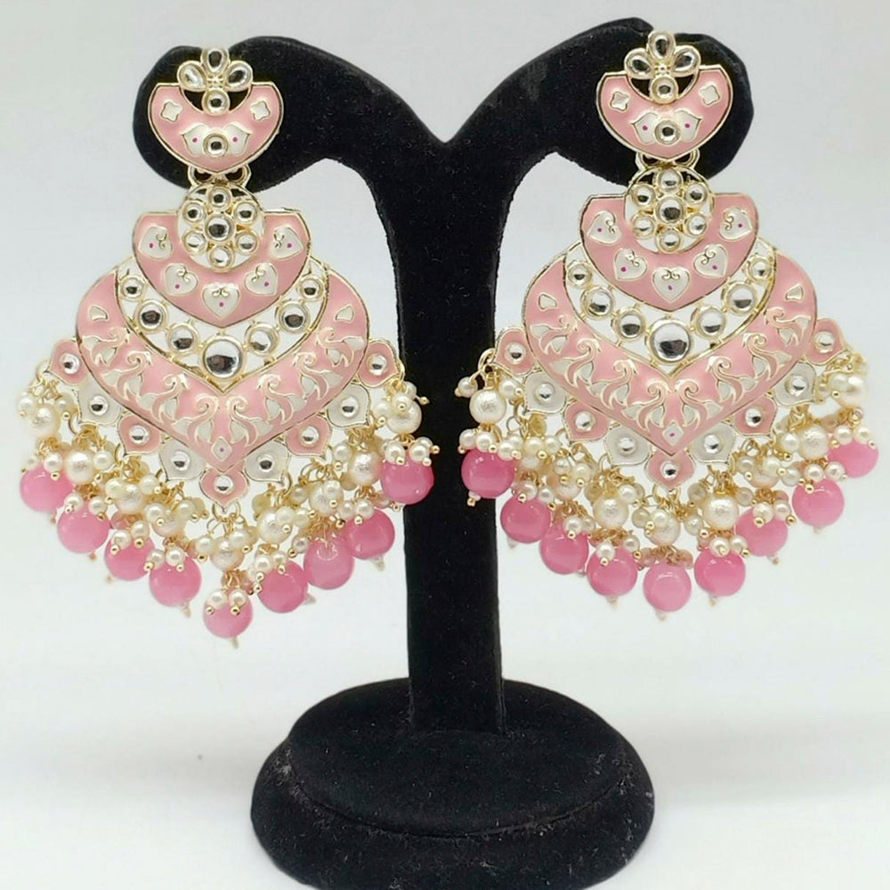Pooja Bangles Gold Plated Beads & Kundan Stone & Meenakari Dangler Earrings