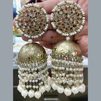 Pooja Bangles Gold Plated Kundan Stone & Beads Jhumki Earrings
