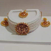 Pooja Bangles Gold Plated Kundan Stone & Beads Necklace Set