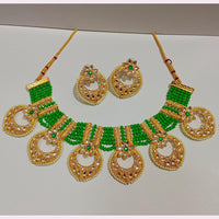 Pooja Bangles Gold Plated Kundan Stone & Beads Necklace Set