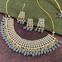 Pooja Bangles Gold Plated Kundan Stone & Beads Necklace Set
