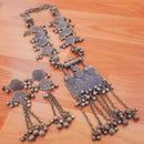 Pooja Bangles Oxidised Plated Long Haram Necklace Set