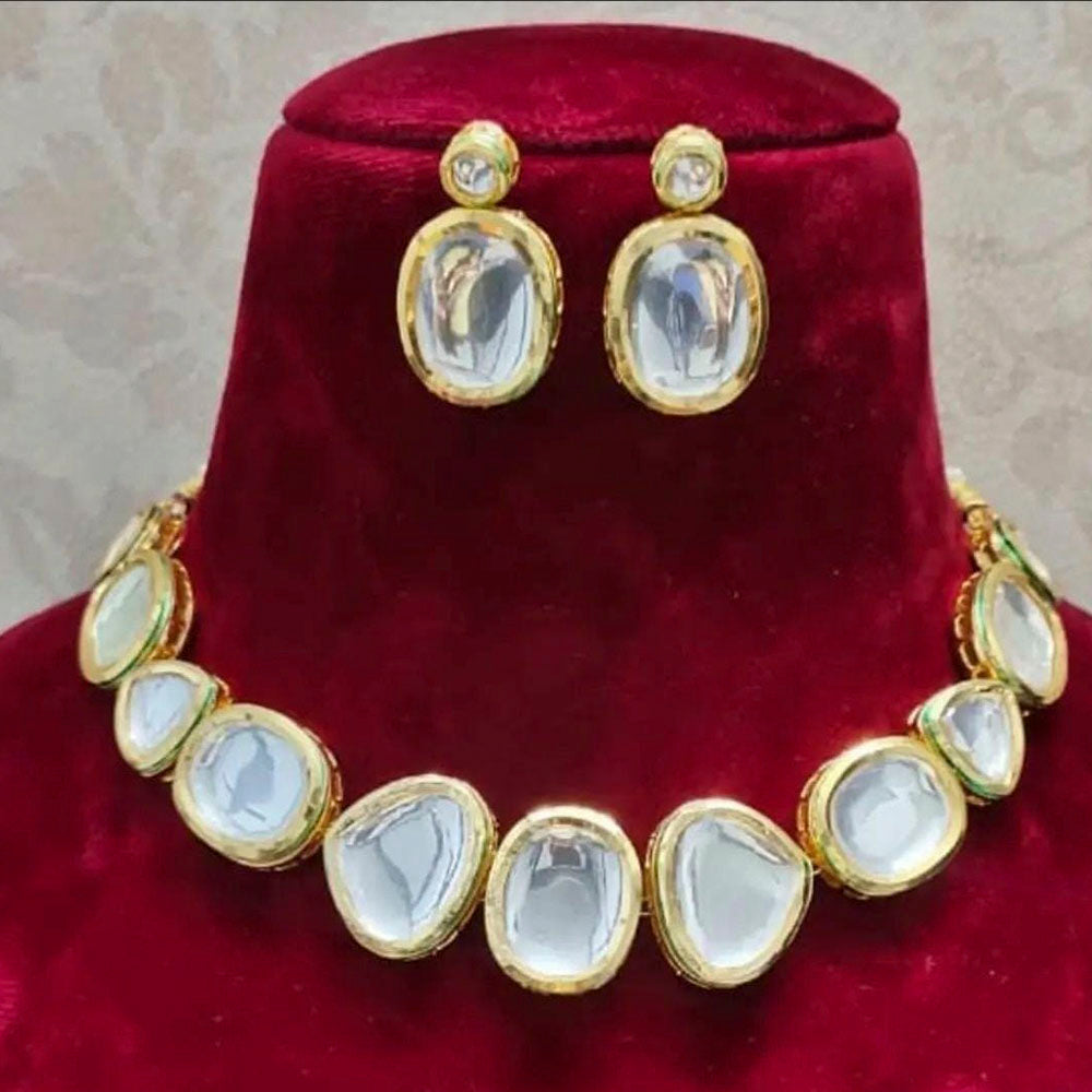 Pooja Bangles Gold Plated Kundan Stone Necklace Set