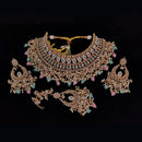Pooja Bangles Gold Plated Ad Stone & Beads & Choker Necklace Set