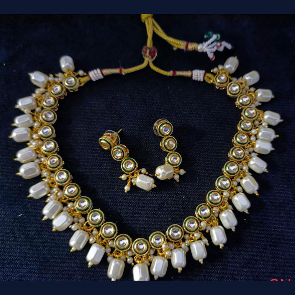 Pooja Bangles Gold Plated Kundan Stone & Beads Choker Necklace Set