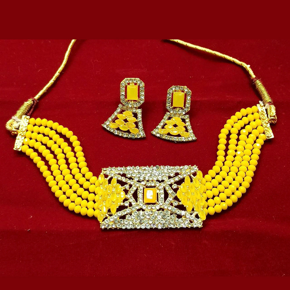 Pooja Bangles Gold Plated Austrian Stone And Beads Necklace Set