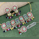 Pooja Bangles Gold Plated Pearl & Beads & Mirror Choker Necklace Set