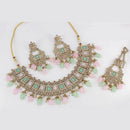 Pooja Bangles Gold Plated Ad Stone & Beads Choker Necklace Set