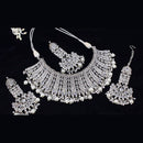 Pooja Bangles Silver Plated Kundan Stone Necklace Set