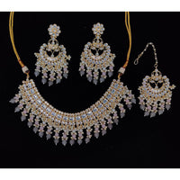 Pooja Bangles Gold Plated Kundan Stone & Beads Necklace Set