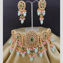 Pooja Bangles Gold Plated Ad Stone & Pearl Necklace Set