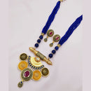 Pooja Bangles Gold Plated Pota Stone & Beads Long Necklace Set
