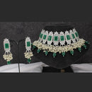 Pooja Bangles Silver Plated Kundan & Crystal Stone & Beads Necklace Set